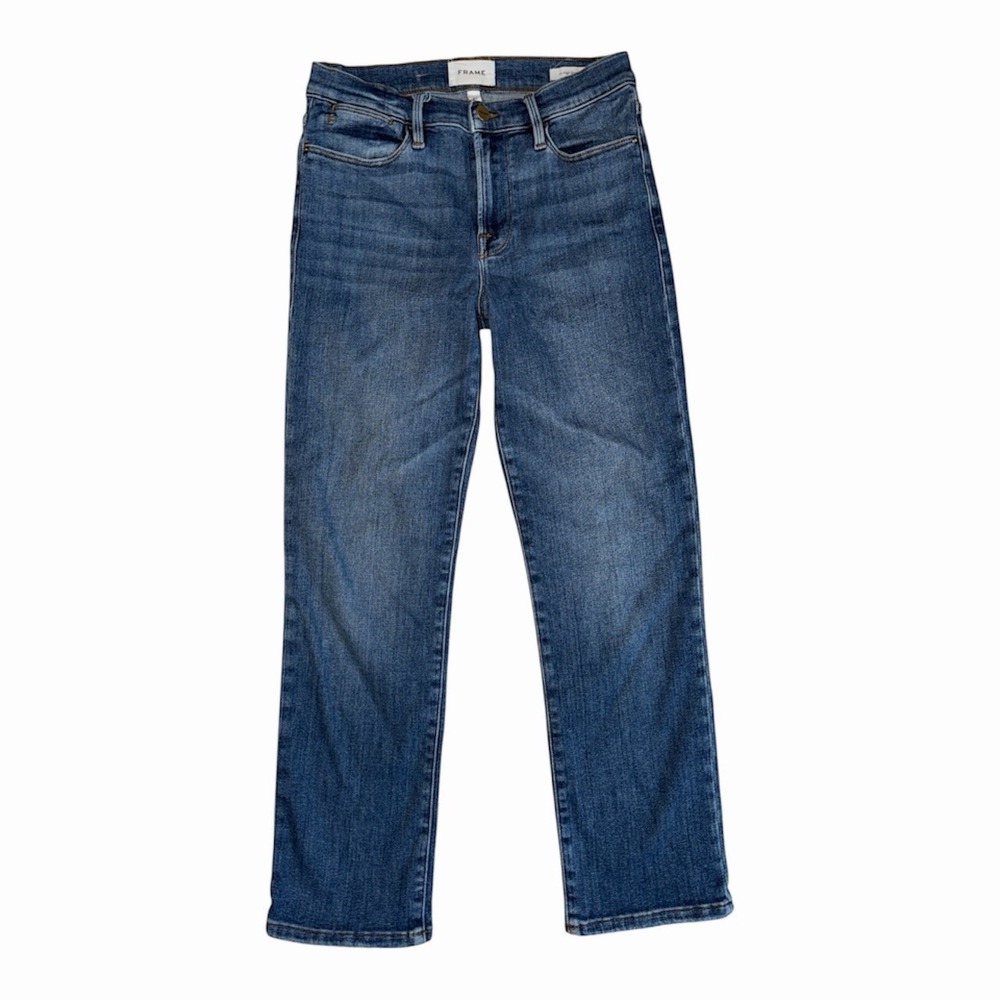 FRAME Le High Straight Jeans Size 27 Blue Wash High Rise Straight Leg - Picture 2 of 6